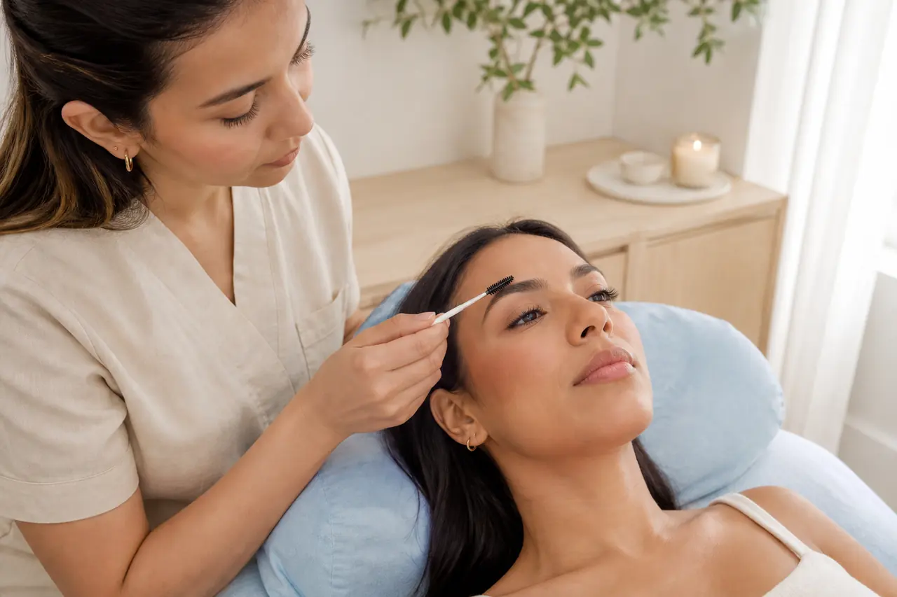 Escena de un servicio profesional de cejas