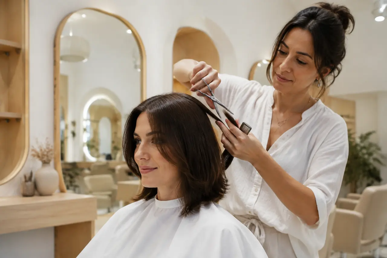 Un corte de cabello realizado por una estilista
