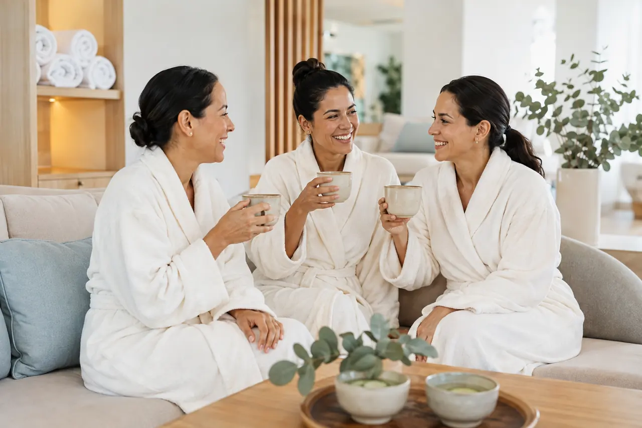 Escena de una experiencia de spa entre amigas