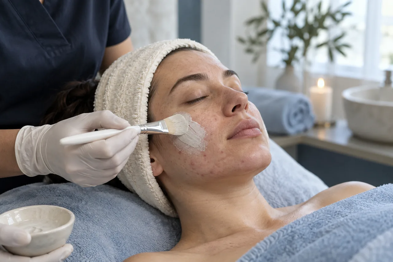 Escena de facial para piel con acné en Jorana Spa