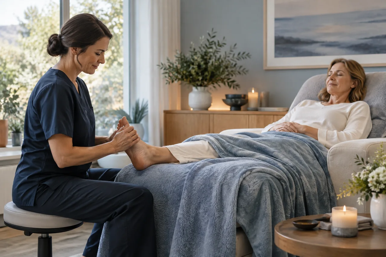 Escena de reflexología en Jorana Spa