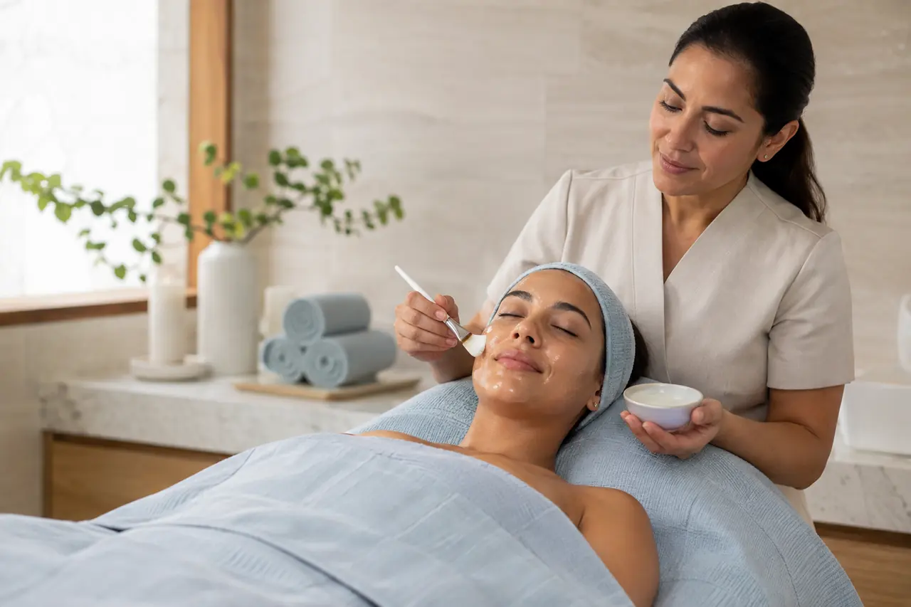 Escena de la aplicación de un tratamiento facial